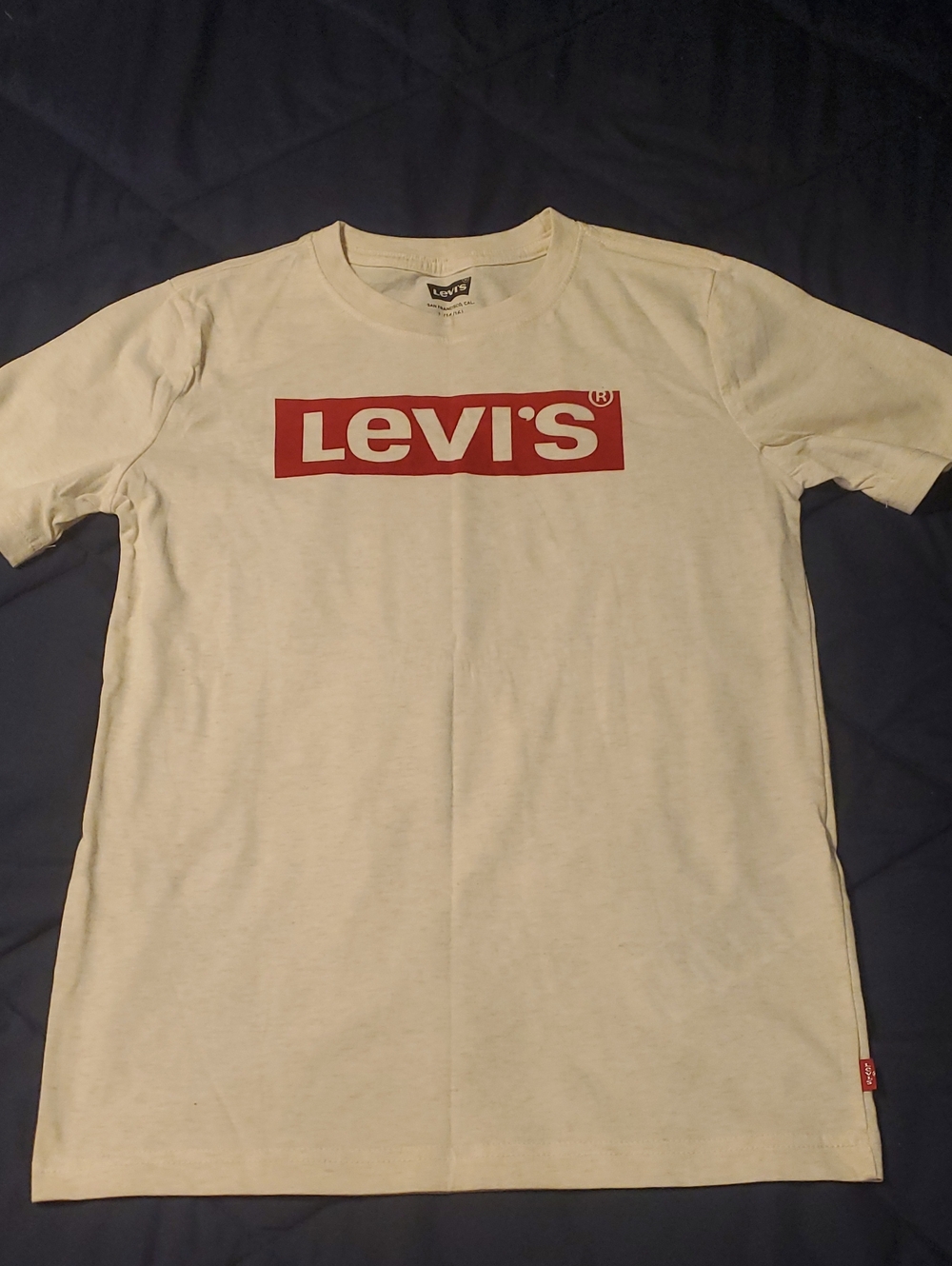 Levi's Cream Short Sleeve Tee with Red Logo Box